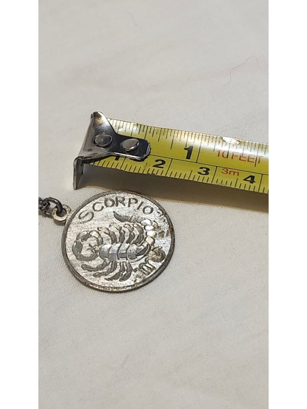 Vintage Sterling Silver Scorpio Zodiac Medallion Pendant Necklace Inscribed "Hap - Picture 5 of 6